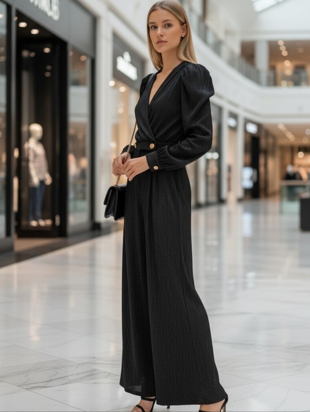 FRNCH Paris Plisse Jumpsuit Wide Leg